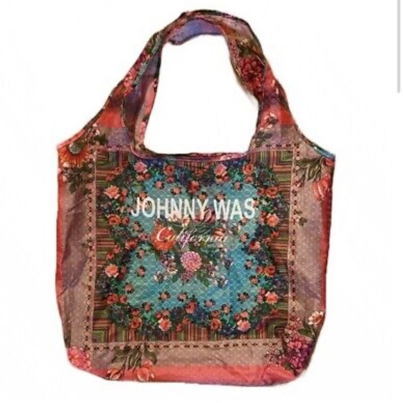 Johnny Was lightweight reusable tote bag folds into itself - Picture 2 of 3